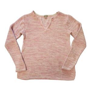 J Jill Chenille Sweater Womens XS Petite Pink Multicolor‎ Knit V Neck Pullover